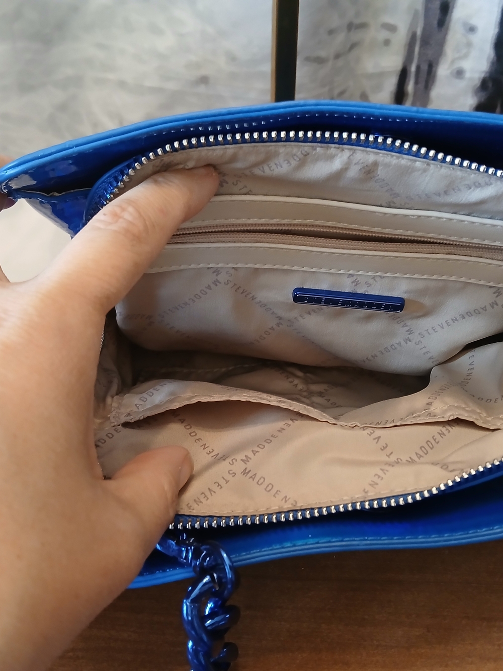 Steve Madden NWOT Irridescent Blue Crossbody Bag - Women's Shoulder Purse - Picture 7 of 9